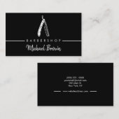 Carte De Visite Barber Logo Razor Shadow (Devant / Derrière)
