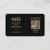 Carte De Visite Barber Mobile Luxe Noir Faux Or (Dos)