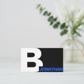 Carte De Visite Barber Modern Bold Typographie Initiale Noir Blanc (Debout devant)