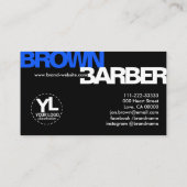 Carte De Visite Barber Modern Bold Typographie Initiale Noir Blanc (Dos)
