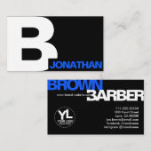 Carte De Visite Barber Modern Bold Typographie Initiale Noir Blanc (Devant / Derrière)