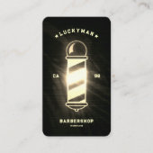 Carte De Visite Barber moderne Black Neon Gold Barbershop (Devant)