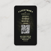 Carte De Visite Barber moderne Black Neon Gold Barbershop (Dos)