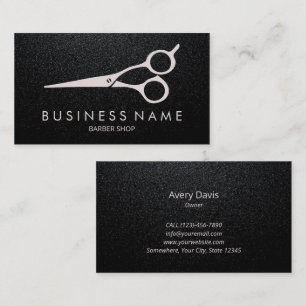 Carte De Visite Barber Moderne Matte Black Hair Styliste Ciseaux