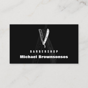 Carte De Visite Barber moderne minimaliste noir rasoir