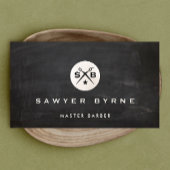 Carte De Visite Barber Monogram Scissors Black Barbershop 