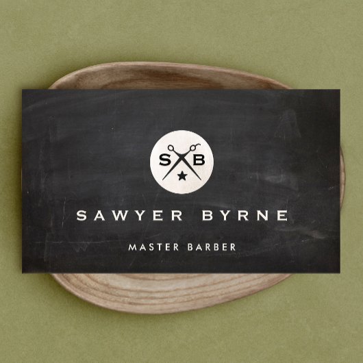 Carte De Visite Barber Monogram Scissors Black Barbershop