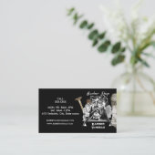 Carte De Visite Barber Mustache Gold Black Professional (Debout devant)