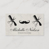 Carte De Visite Barber Mustache | Outils Comb Ciseaux (Devant)