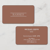Carte De Visite Barber Noir & Blanc Moderne Professionnel Simple (Devant / Derrière)