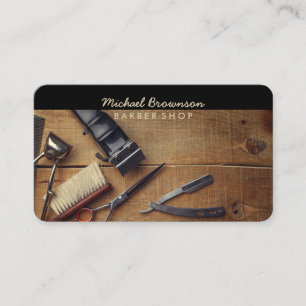 Carte De Visite Barber Outils Bois Rustique