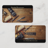 Carte De Visite Barber Outils Bois Rustique (Devant / Derrière)