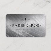 Carte De Visite Barber Pole Faux Argent Barbershop loyauté (Devant)