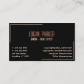 Carte De Visite Barber Pole Razor Scissors Black Rose Gold (Dos)