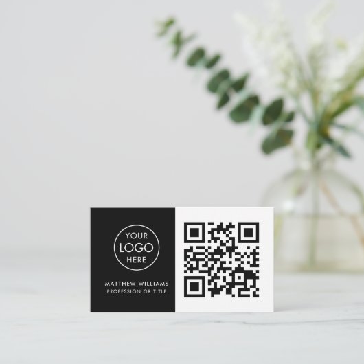 Carte De Visite Barber Professional QR Code Logo Moderne (Debout devant)