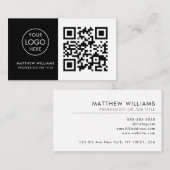 Carte De Visite Barber Professional QR Code Logo Moderne (Devant / Derrière)