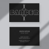 Carte De Visite Barber professionnel argent ciseaux de script noir