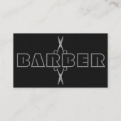 Carte De Visite Barber professionnel argent ciseaux de script noir (Devant)