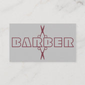 Carte De Visite Barber professionnel burgundy script ciseaux gris (Devant)