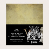 Carte De Visite Barber Razor & Gold Noir professionnel plié (Extérieur déplié)