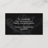 Carte De Visite Barber Razor & Logo Rose Barbershop Plain Noir (Dos)