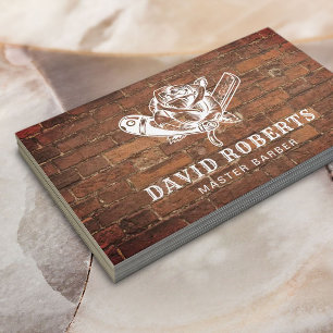 Carte De Visite Barber Razor & Rose Logo Barbershop Cheveux de bri