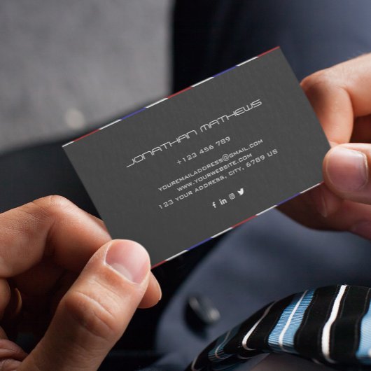 Carte De Visite Barber Red White Blue Horizontal Personalized 