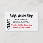 Carte De Visite Barber Shop (Dos)