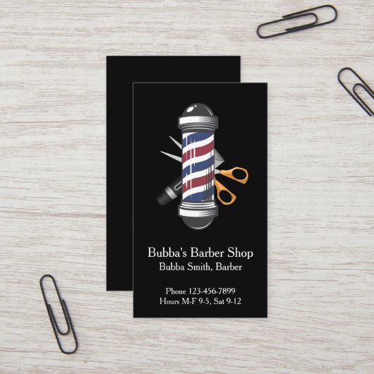 Carte De Visite Barber Shop Business Card (Devant/Arrière en situation)