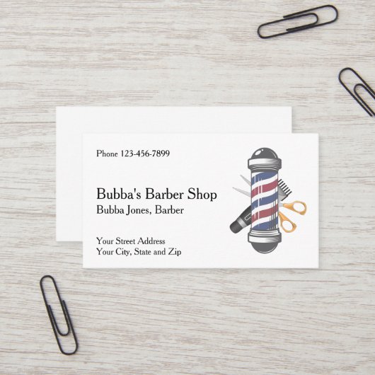 Carte De Visite Barber Shop Business Card (Devant/Arrière en situation)