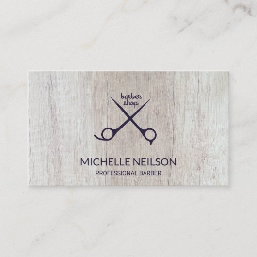 Carte De Visite Barber Shop | Cheveux | Bois (Devant)