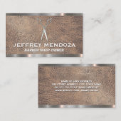 Carte De Visite Barber Shop | Ciseaux | Découpe en cuir (Devant / Derrière)