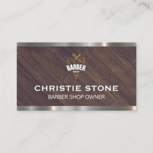 Carte De Visite Barber Shop   Ciseaux   Découpe en métal bois