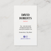 Carte De Visite Barber Shop Coiffeur Roi de Diamants (Dos)