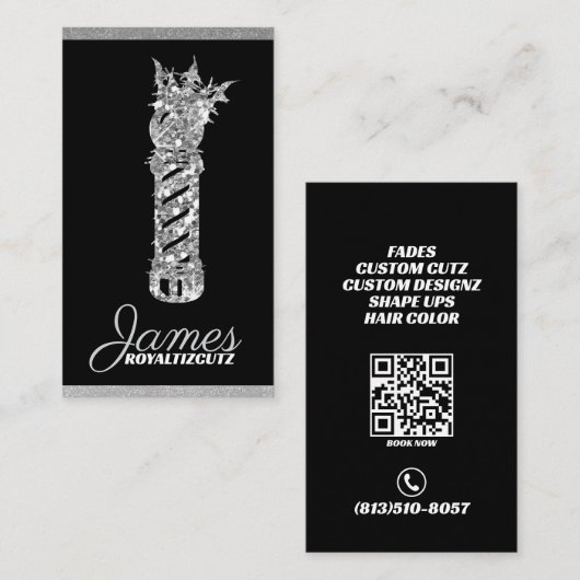 Carte De Visite Barber Shop Crown Logo Professionnel (Devant / Derrière)