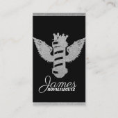 Carte De Visite Barber Shop Crown Wings Sparkly Logo Professionnel (Devant)