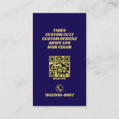 Carte De Visite Barber Shop Gold Blue Salon (Dos)