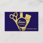 Carte De Visite Barber Shop Gold Blue Salon (Devant)