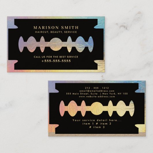Carte De Visite Barber Shop Hair  (Devant / Derrière)