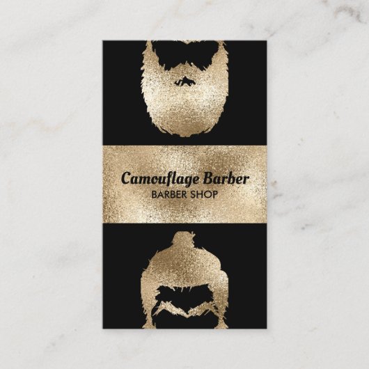 Carte De Visite Barber Shop hipster gold sparkling (Devant)