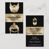 Carte De Visite Barber Shop hipster or pétillant (Devant / Derrière)