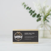Carte De Visite Barber Shop | Logo en barbre | Bois (Debout devant)