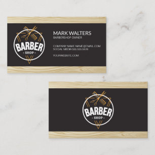 Carte De Visite Barber Shop   Logo en barbre   Bois
