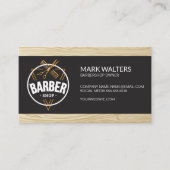 Carte De Visite Barber Shop | Logo en barbre | Bois (Devant)