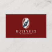 Carte De Visite Barber Shop Moderne Barber Pole Logo Cheveux Rouge (Devant)