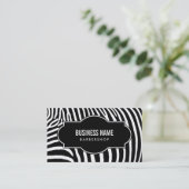 Carte De Visite Barber Shop moderne noir & blanc Zebra Stripes (Debout devant)