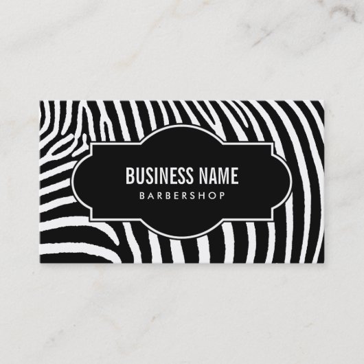 Carte De Visite Barber Shop moderne noir & blanc Zebra Stripes (Devant)