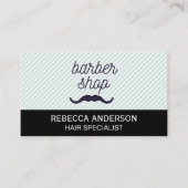 Carte De Visite Barber Shop Moustache | Arrière - plan de bandes (Devant)