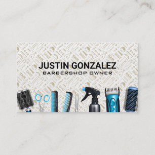 Carte De Visite Barber Shop Outils élégants   Motif