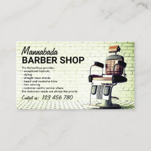 Carte De Visite Barber Shop Photo verte personnalisée